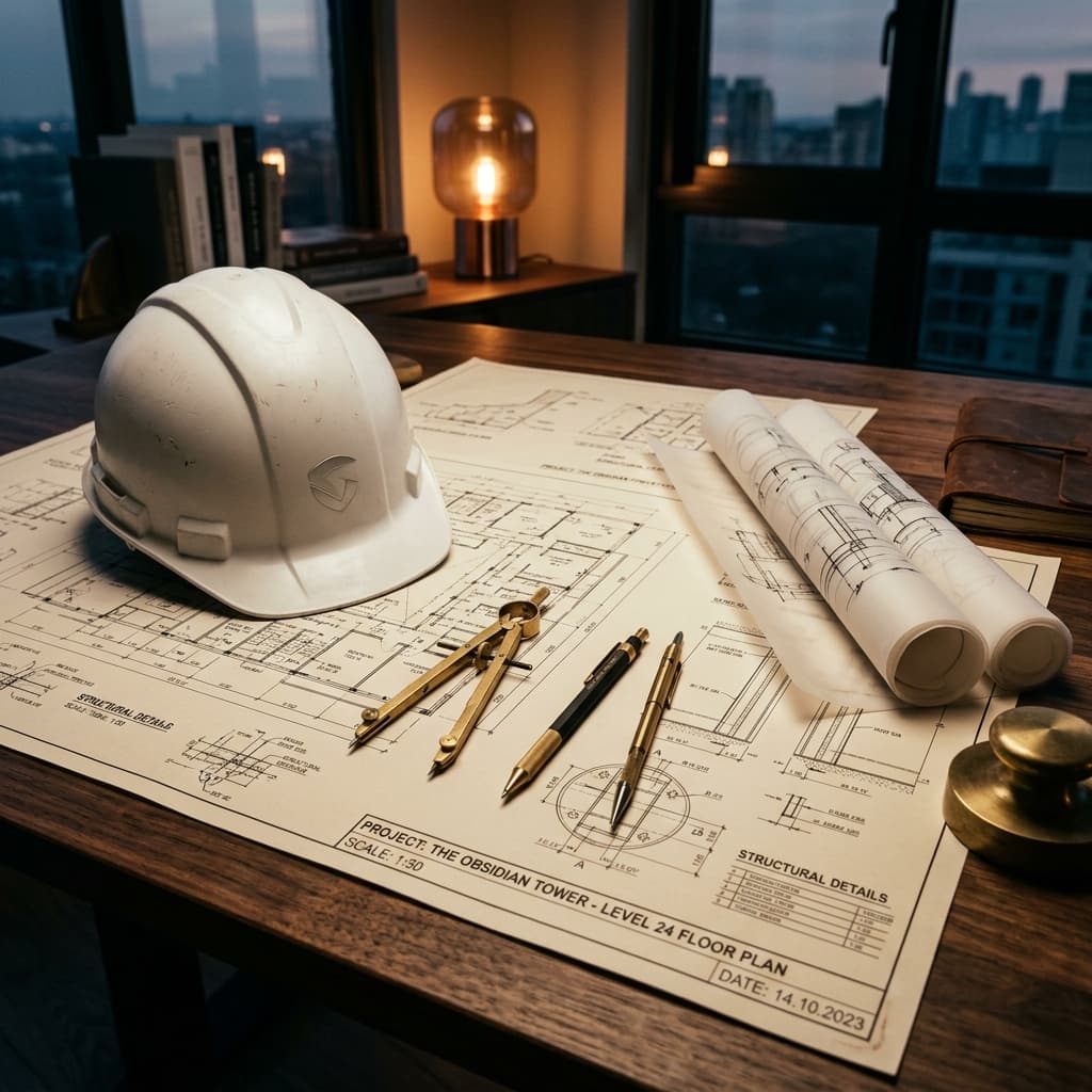 Founders blueprint layout and engineering elements